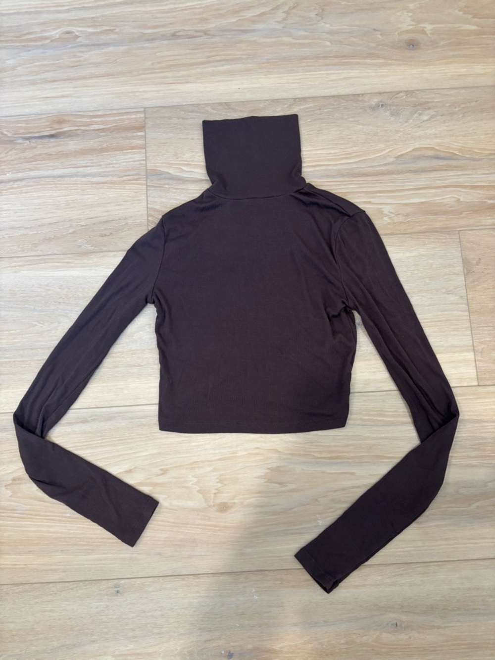 Aritzia Sunday Best ribbed Brown Turtle neck long sleeve